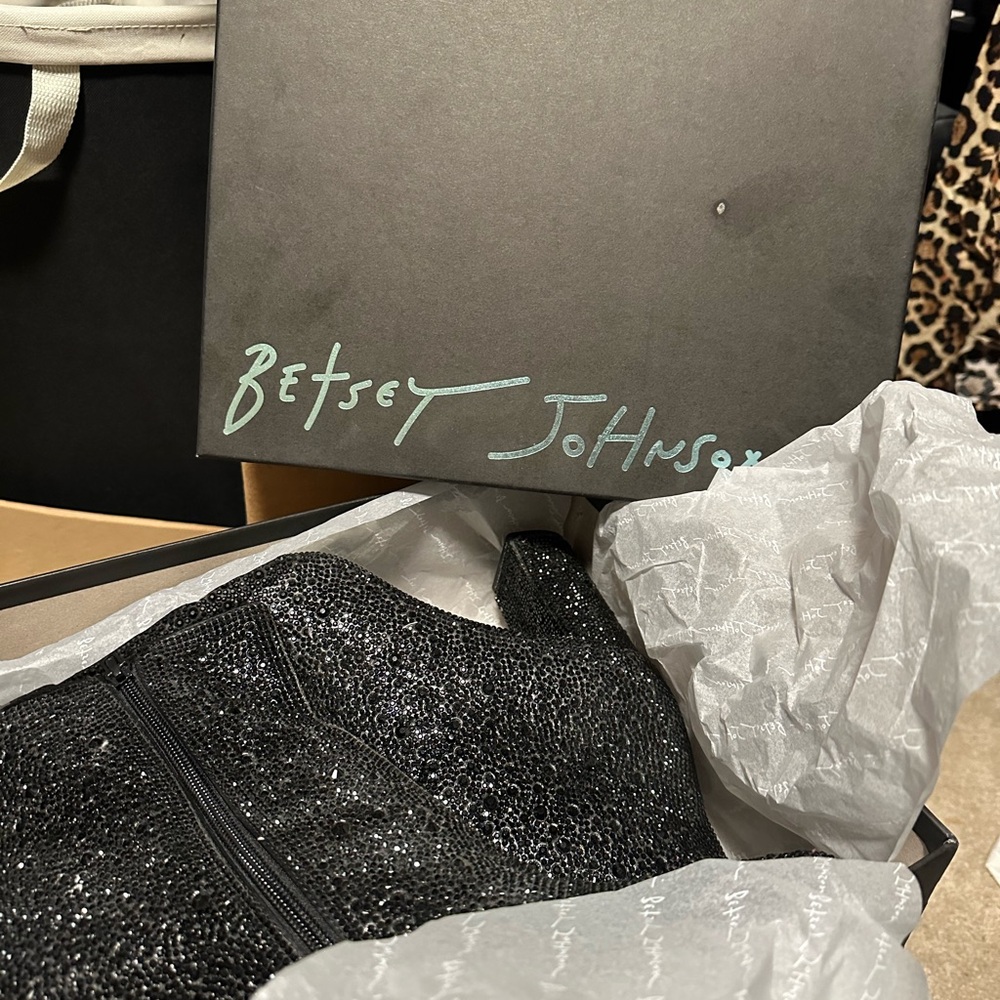 Betsey Johnson Black Glitter Heels